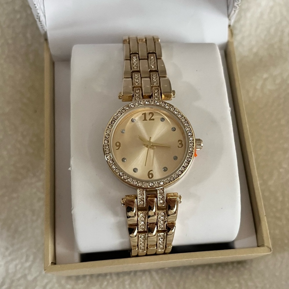 Gold Tone Rhinestone Watch
